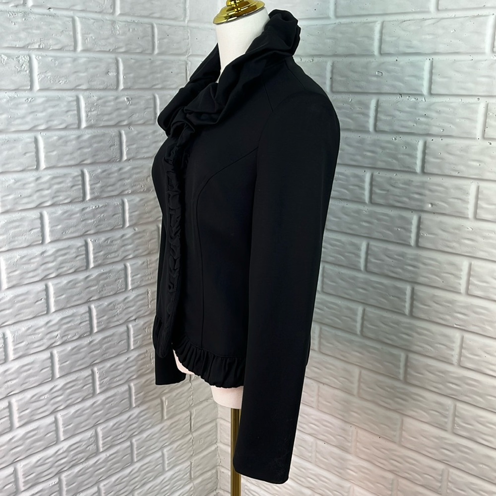 INC International Concepts BLACK RUFFLE COLLAR CARRER JACKET LINED SZ SMALL - Picture 5 of 14